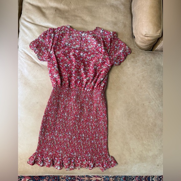 Urban Outfitters Women's Red Ditzy Floral Mini Dress Ruched Ruffle Small - Picture 7 of 8